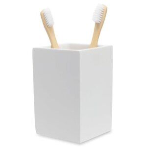 Matte White Toothbrush Holder Bathroom Countertop Organizer Caddy